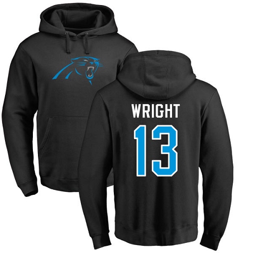 Carolina Panthers Men Black Jarius Wright Name and Number Logo NFL Football 13 Pullover Hoodie Sweatshirts